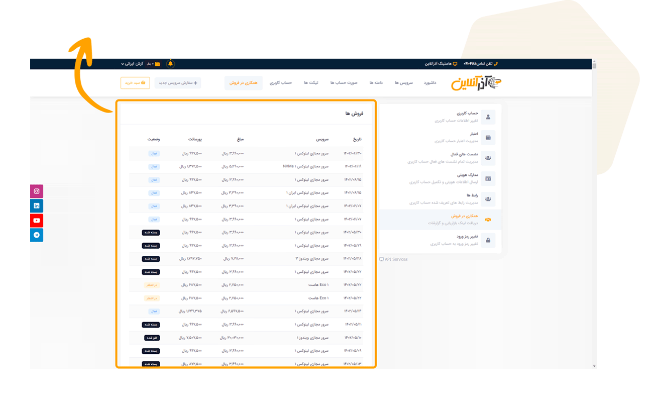 داشبورد آذرآنلاین